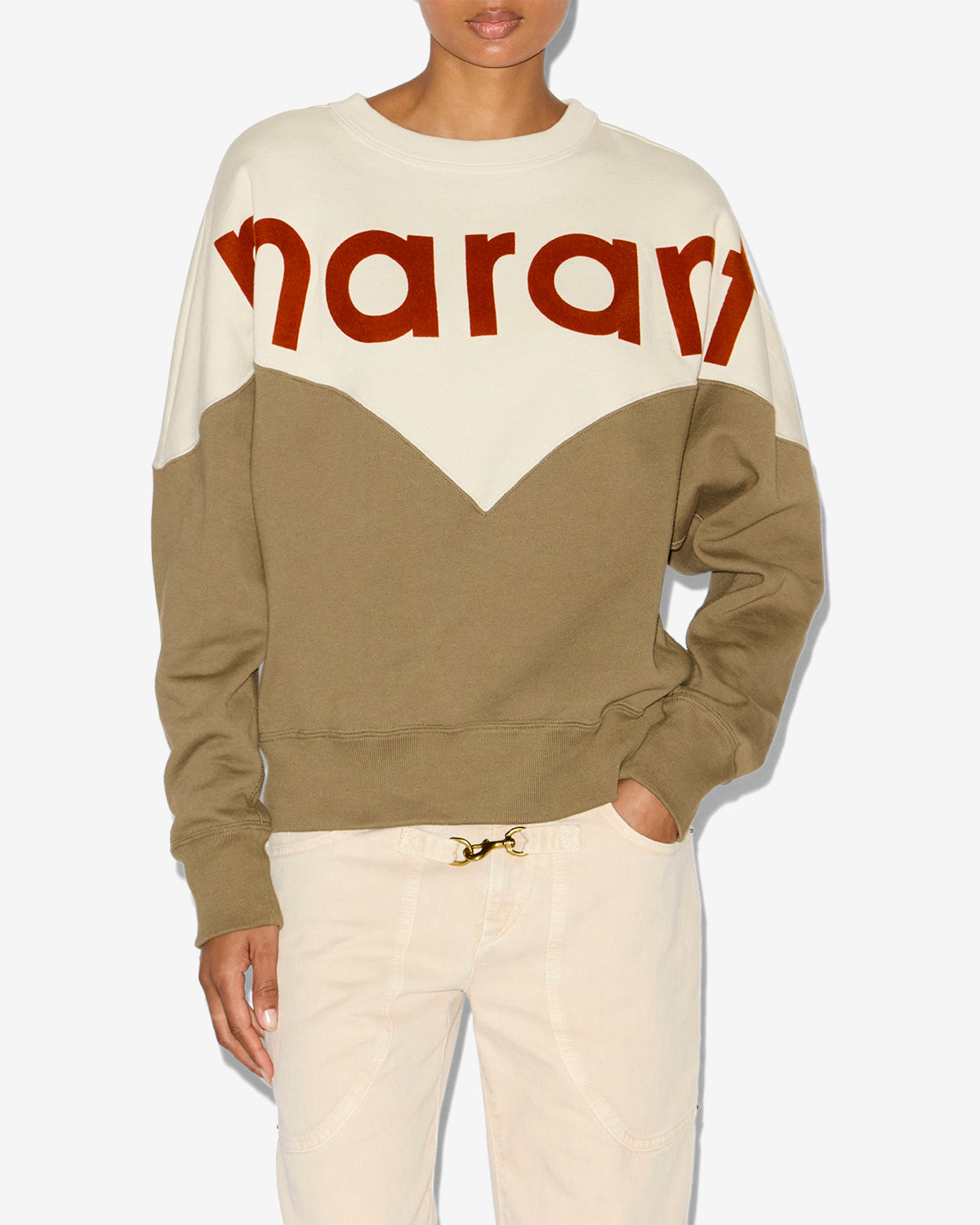 Houston sweatshirt Woman Ecru-dark khaki 4